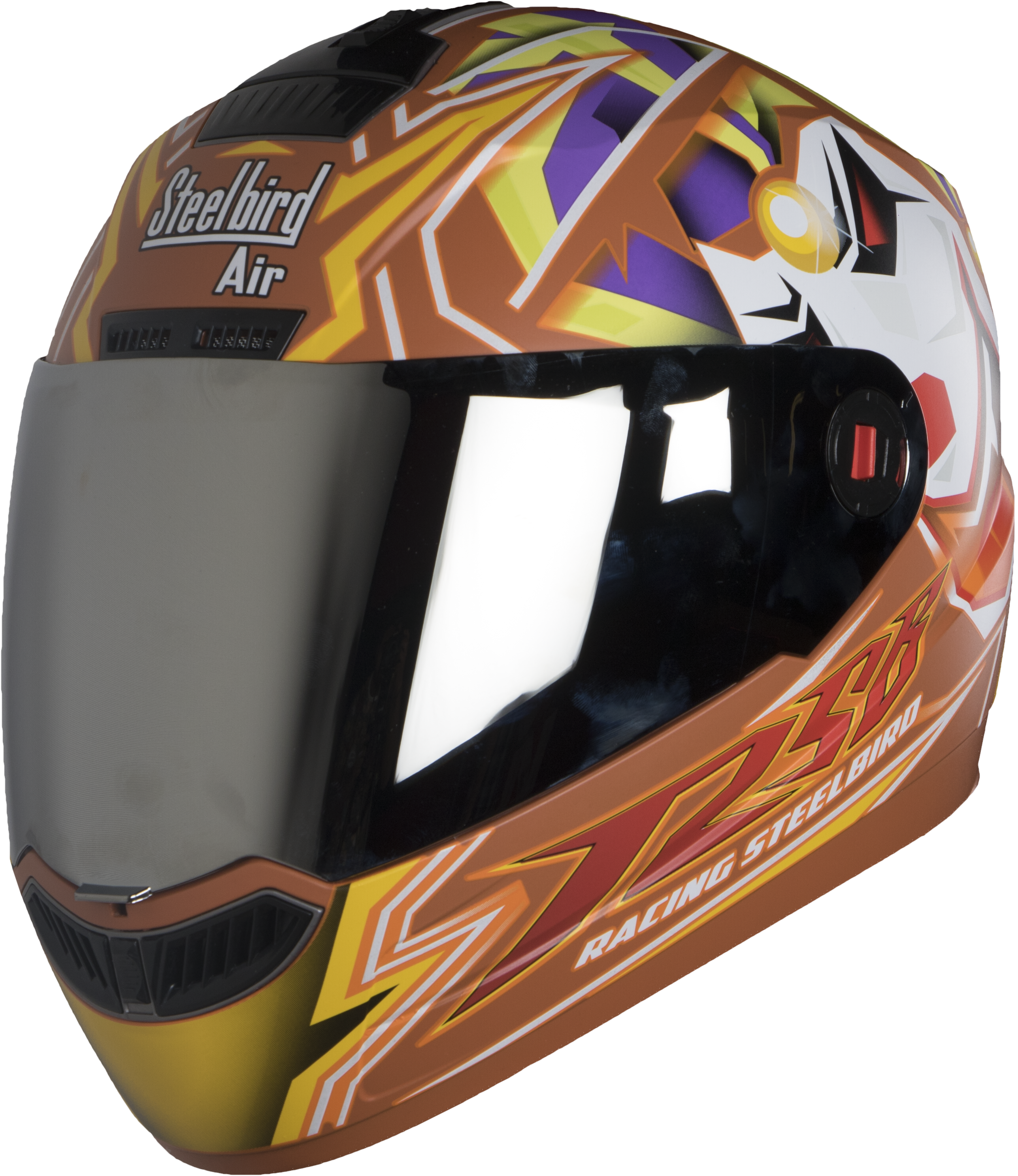 SBA-1 Bloom Glossy Orange ( Fitted With Clear Visor Extra Silver Chrome Visor Free)